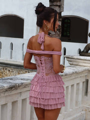 shonia mini dress dusty rose