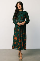 christine velvet embossed midi dress | jade