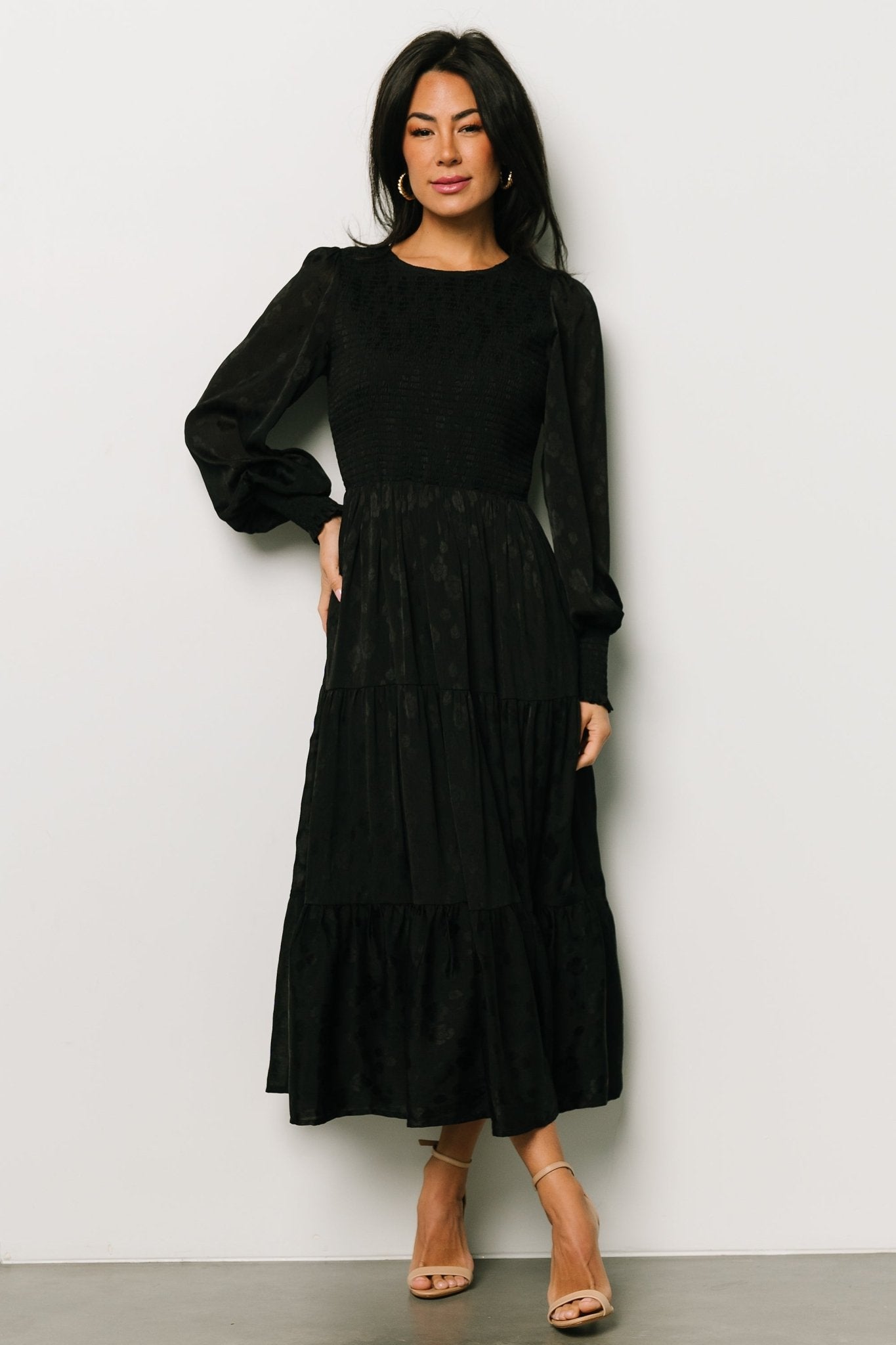 stockholm smocked dress | black