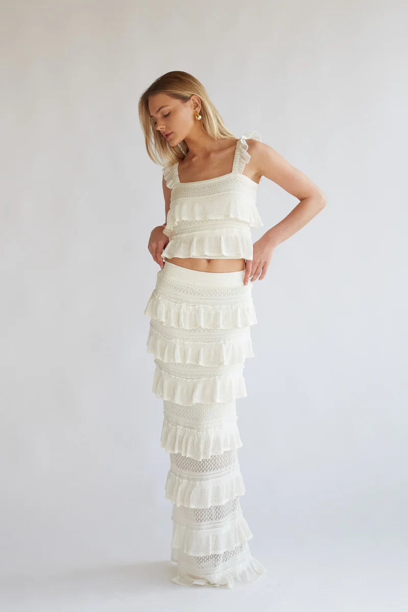colette crochet top and maxi skirt set