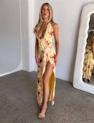 ALLEGRA MAXI DRESS - YELLOW WATERCOLOUR FLORAL
