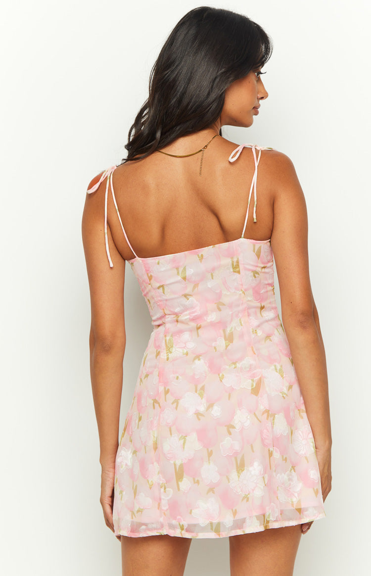 penny lane pink floral mini dress