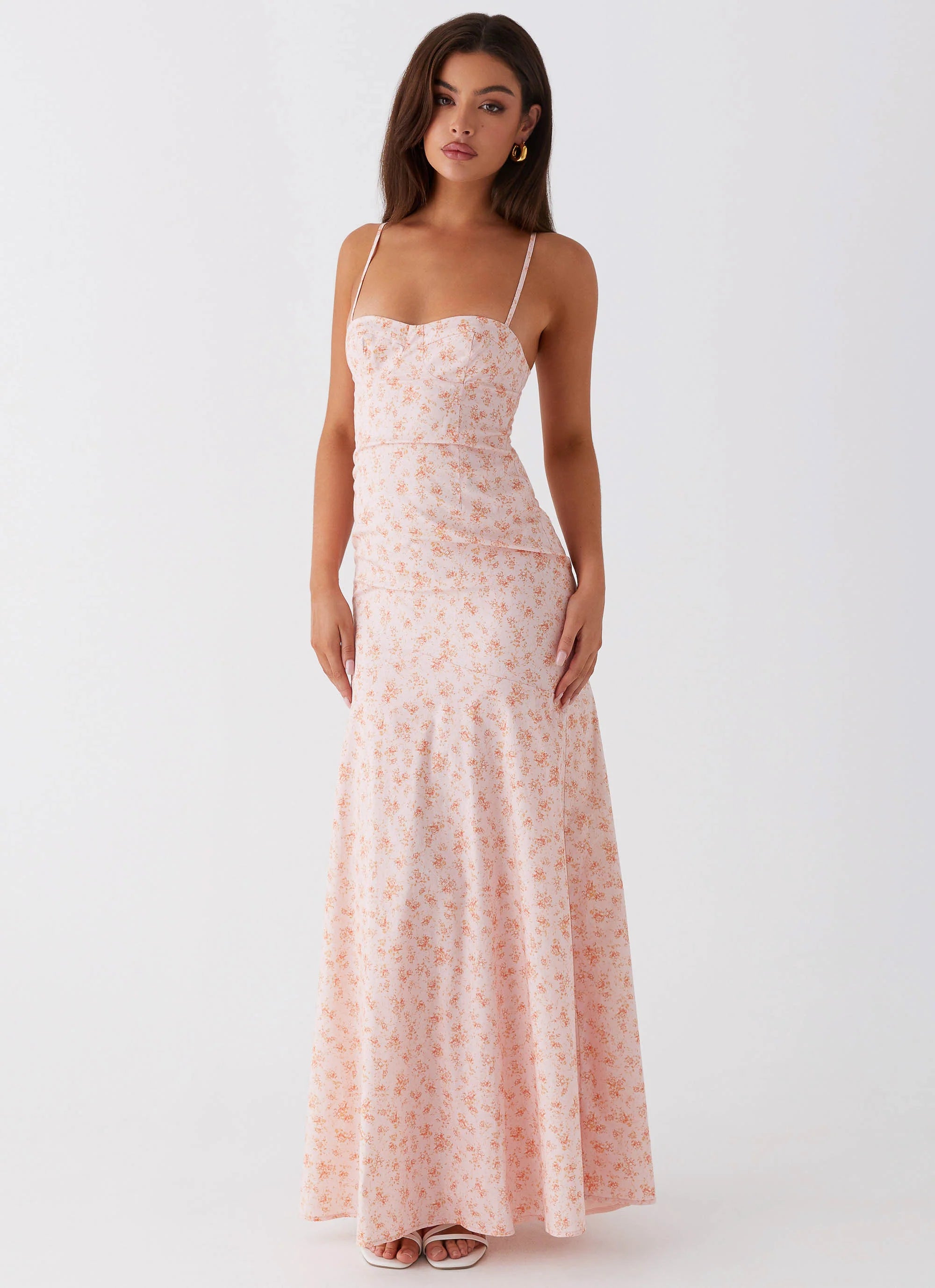 britney maxi dress - pink ditsy floral