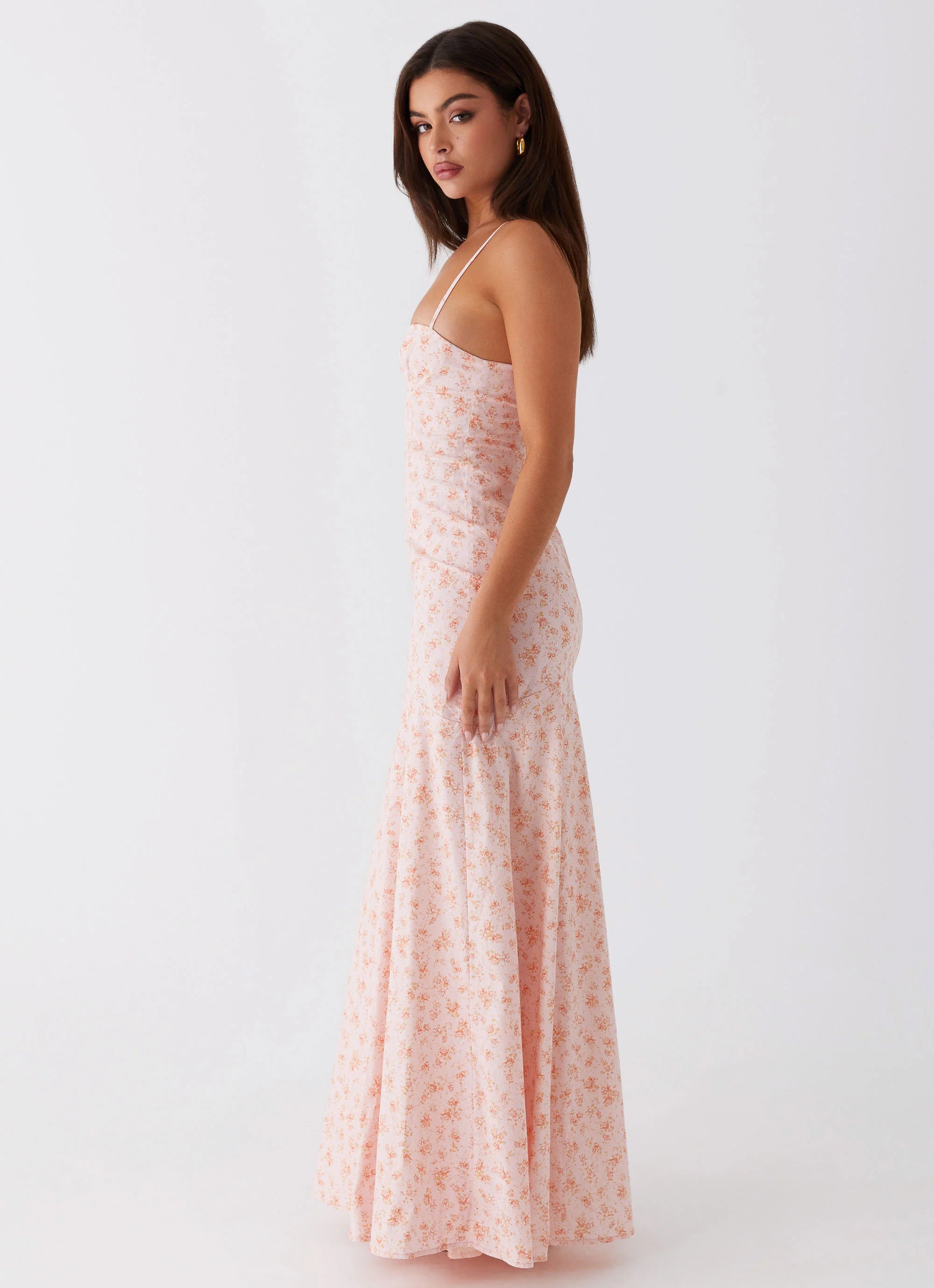 britney maxi dress - pink ditsy floral