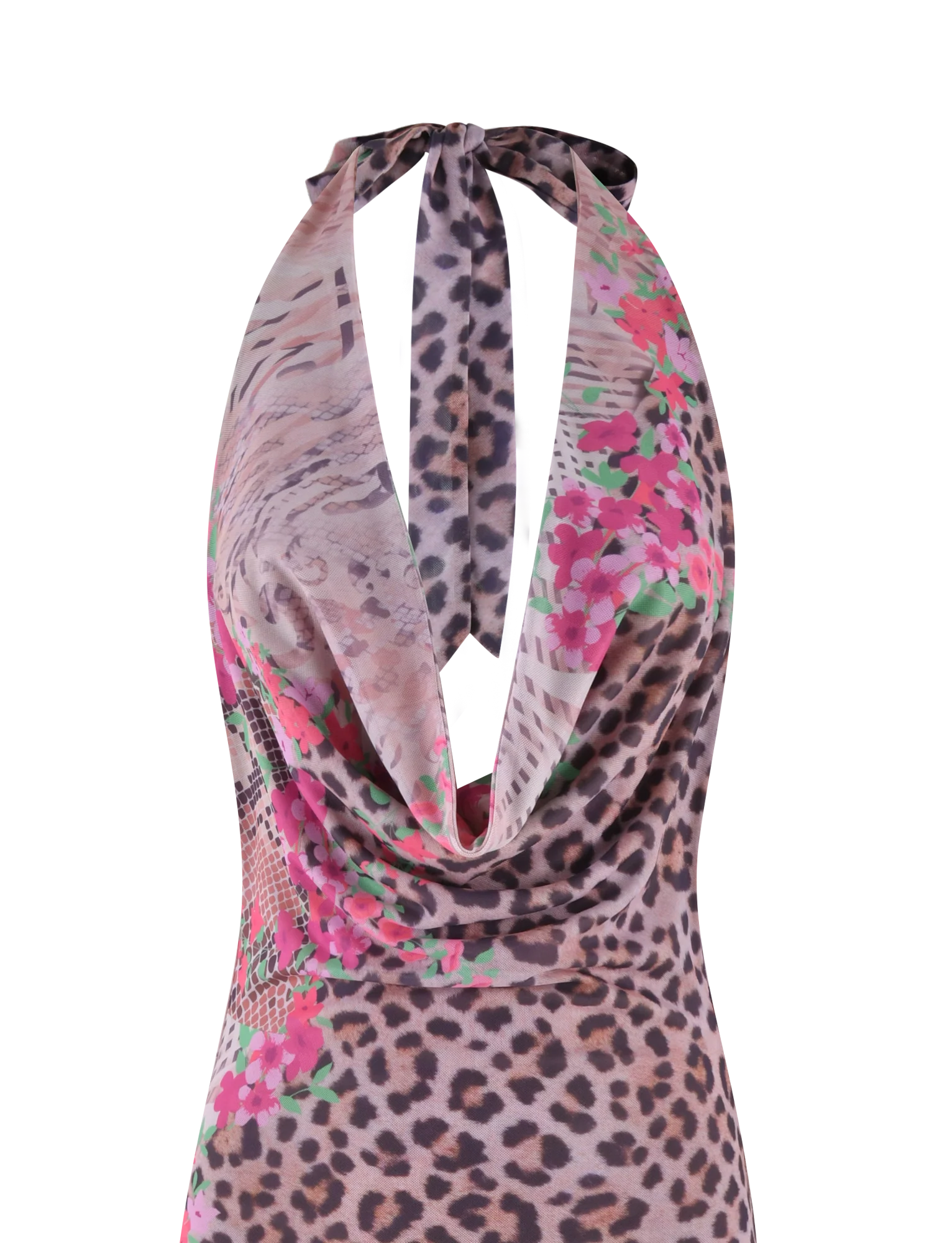 CATALINA MAXI DRESS - NEUTRAL : ANIMAL : ANIMAL FLORAL BORDER