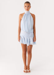 Willow Chiffon Mini Dress - Blue