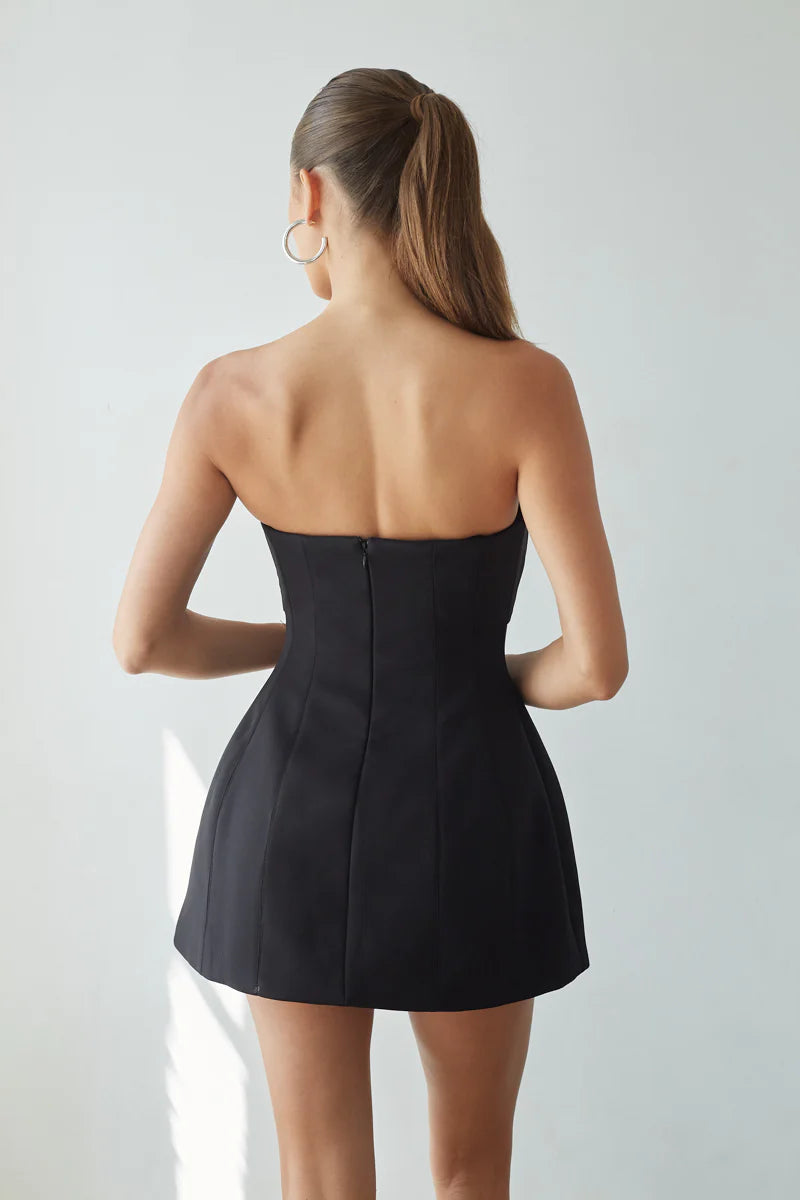 alix twist front bubble mini dress